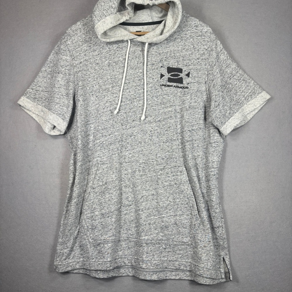 Under Armour Hoodie Mens Large Grey Heather Short Sleeve French Terry